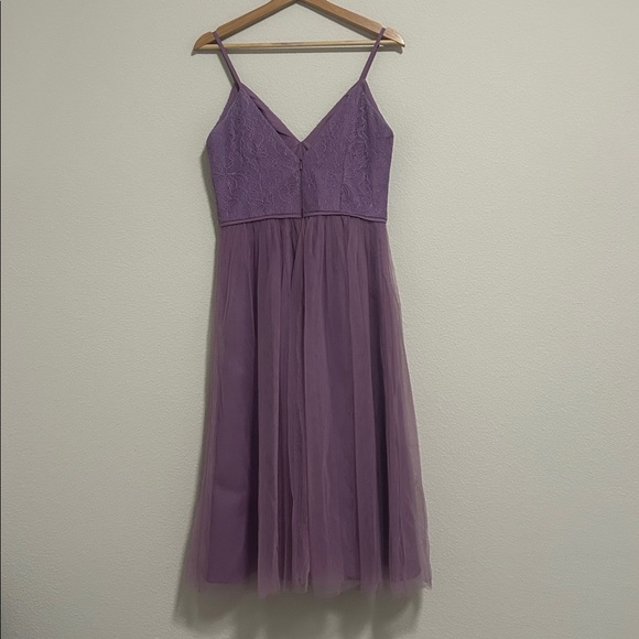 David's Bridal Lavender Lace Kids Dress - Picture 3 of 16